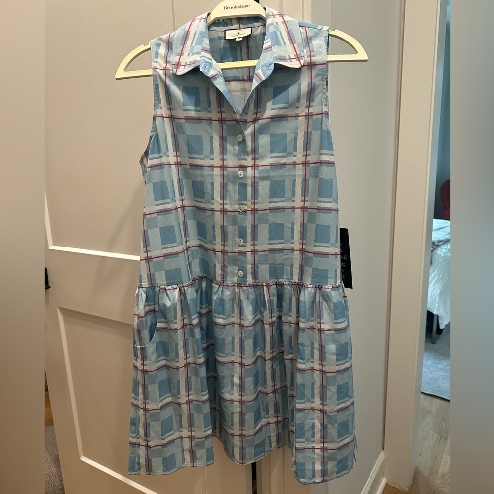 Tuckernuck Blue Plaid Sleeveless Dress